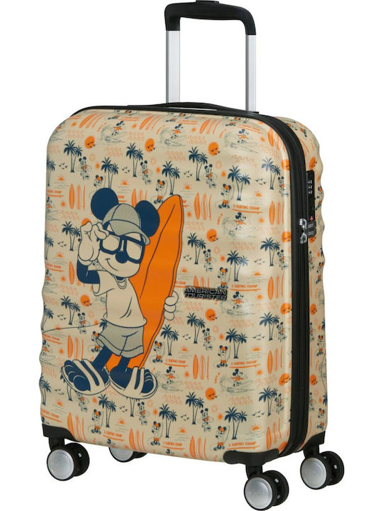 American Tourister Wavebreaker Disney Детски Кабинен Твърд Куфар за Пътуване Mickey Super Surf с 4 Колела