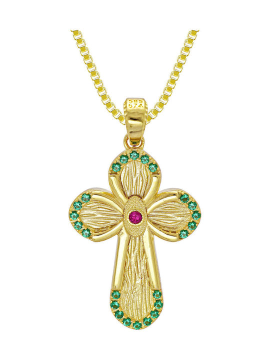 Kiriakos Gofas Women's Gold Cross 14K Double Sided Without Chain