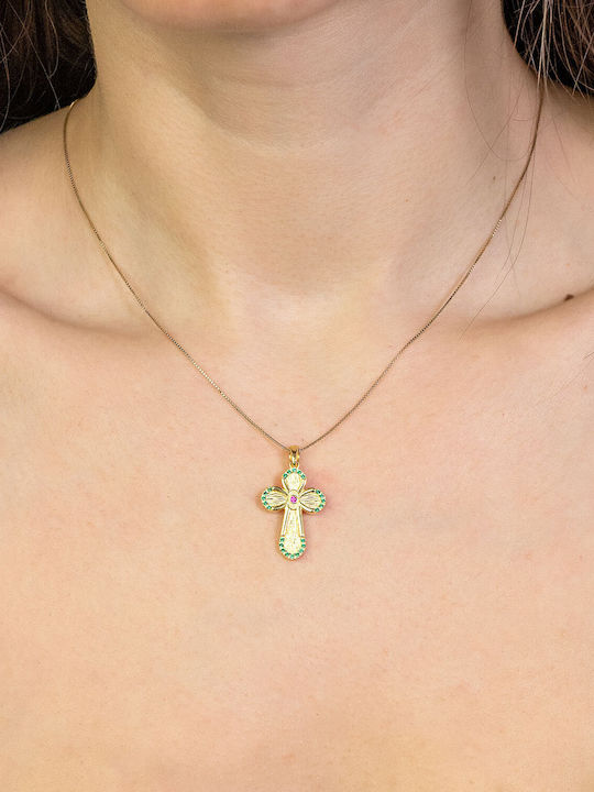 Kiriakos Gofas Women's Gold Cross 14K Double Sided Without Chain