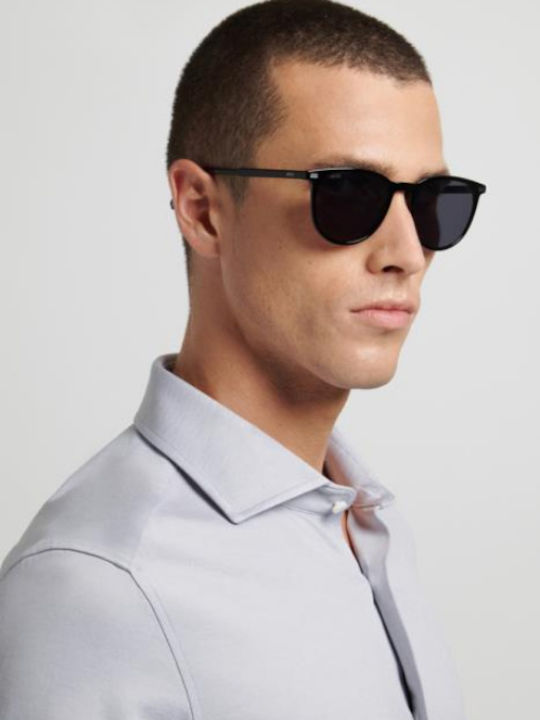 Boss Unisex Sunglasses with Black Horn-Rimmed Frame and Black Lens Boss 1881/S 807/IR