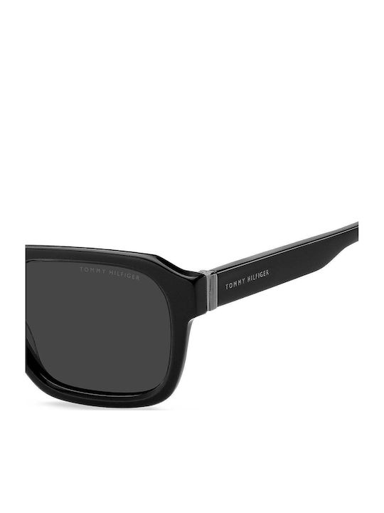 Tommy Hilfiger Unisex Sunglasses with Black Horn-Rimmed Frame and Grey Lenses TH2310/S 807/IR