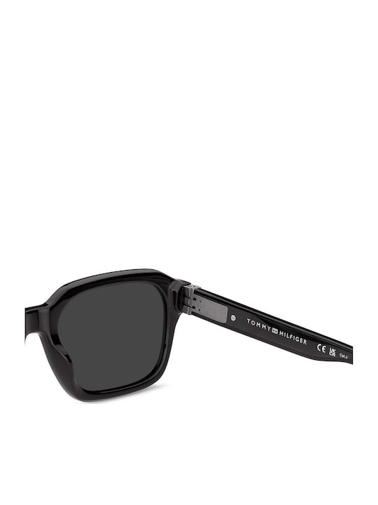Tommy Hilfiger Unisex Sunglasses with Black Horn-Rimmed Frame and Grey Lenses TH2310/S 807/IR