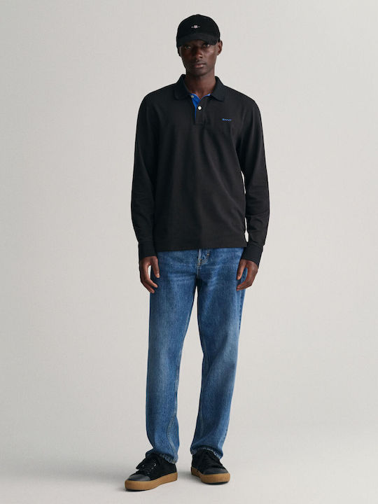 Contrast Polo Μπλούζα Μακρυμάνικη Μαύρη