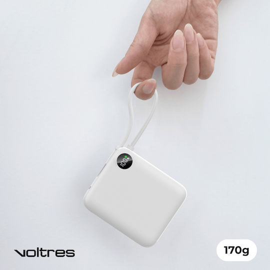 Voltres ChargeGO Power Bank 10000mAh 22.5W cu Port USB-C Alb