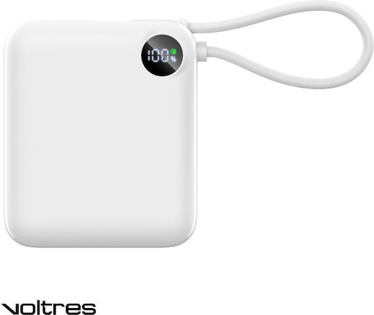 Voltres ChargeGO Power Bank 10000mAh 22.5W cu Port USB-C Alb