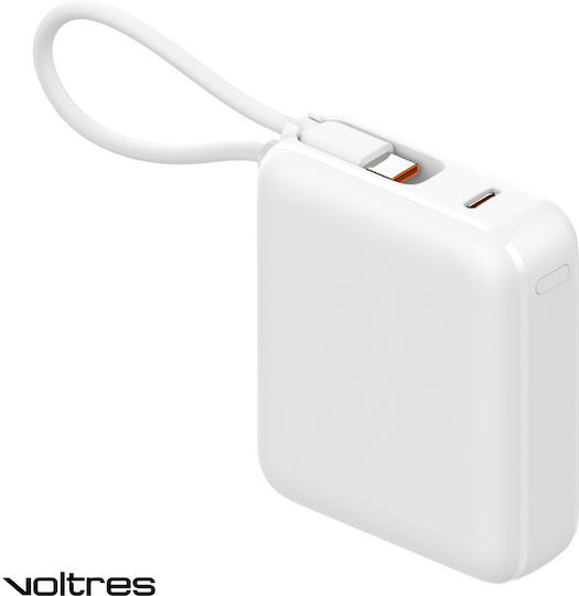 Voltres ChargeGO Power Bank 10000mAh 22.5W cu Port USB-C Alb