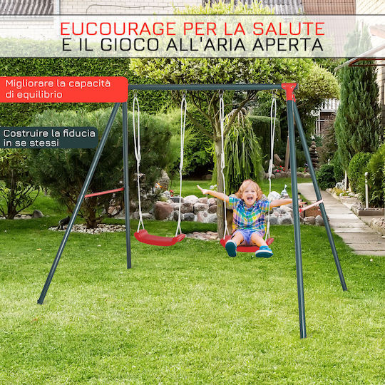 Outsunny Double Metal Swing for 3+ Years Green