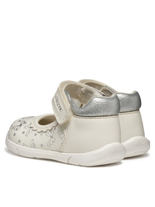 Kids Anatomic Ballerinas with Hoop & Loop Closure Leather White