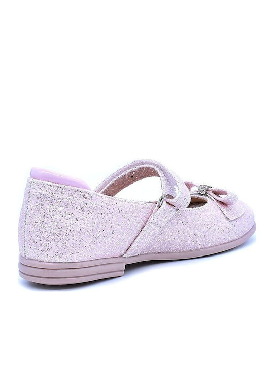 Kids Ballerinas Anatomical with Hoop & Loop Closure Leather Pink