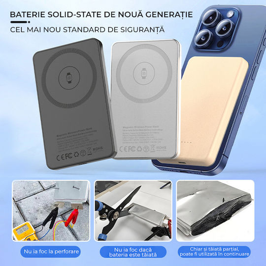 Voltres MagSafe Qi2 Външна Батерия 5000mAh 15W с USB-C Порт Сива