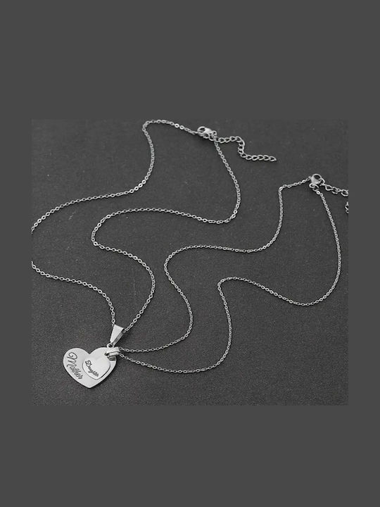 Set Halskette Mother & Daughter Herz – Stahl Silber