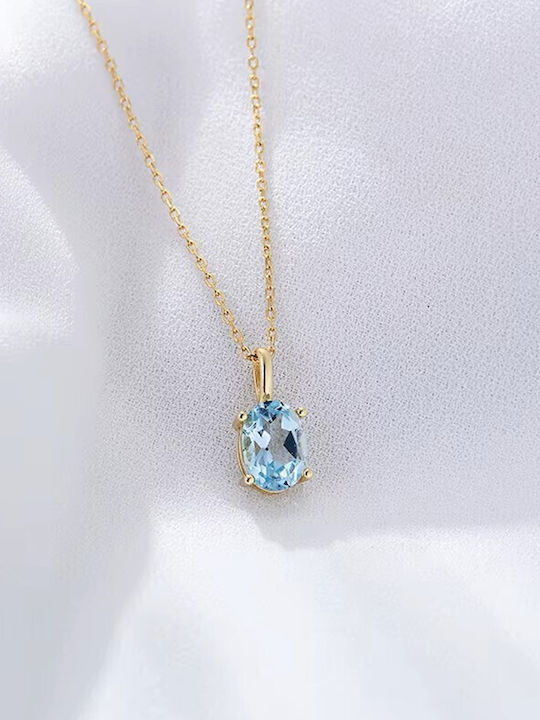 By Queen Luxury Women's Silver Necklace With Light Blue Topaz