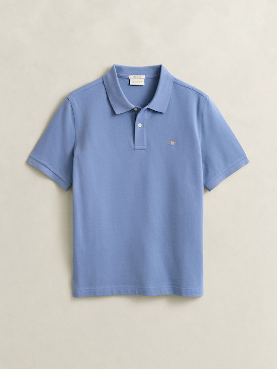 Shield Polo Short Sleeve Blouse Steelblue