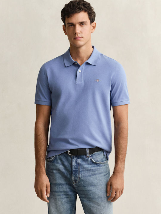 Shield Polo Short Sleeve Blouse Steelblue