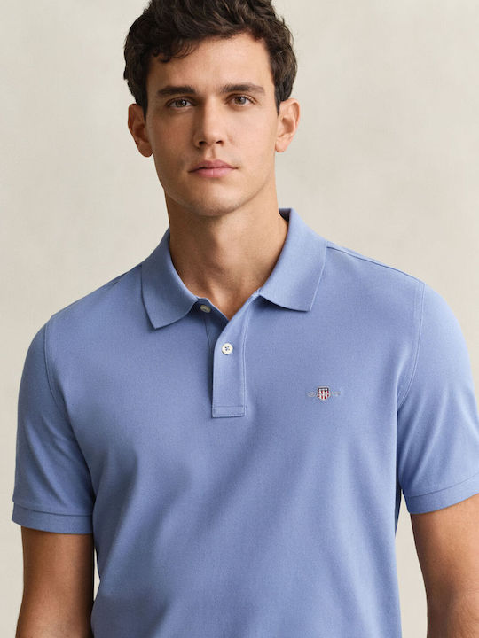 Shield Polo Short Sleeve Blouse Steelblue