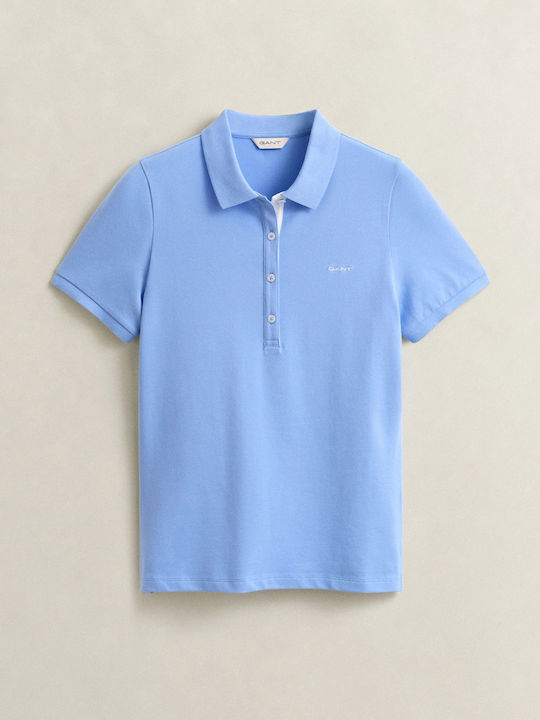 Women's Polo Short Sleeve Blouse Light Blue