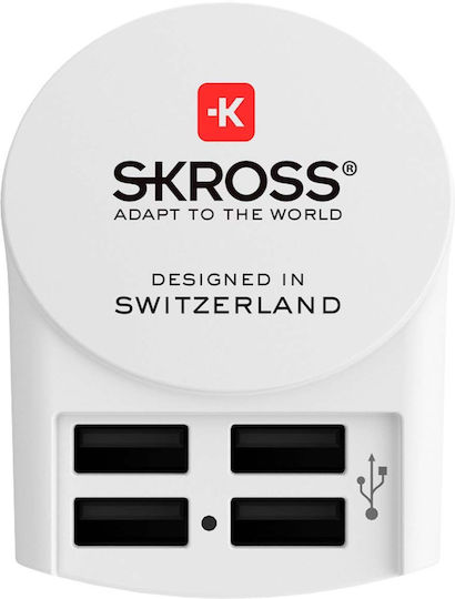 Skross Powerful Compact 4-port Usb-a Europe Charger Adapter White