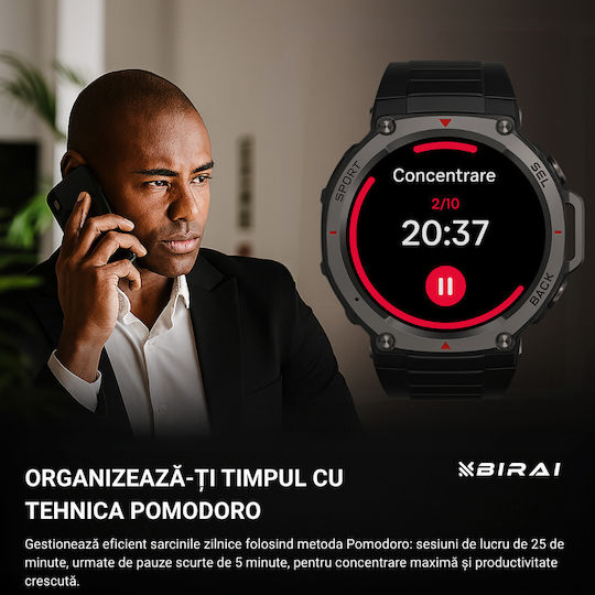GloryFitPro Αδιάβροχο Smartwatch με Παλμογράφο (Μαύρο)
