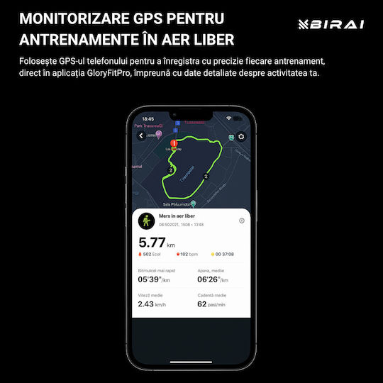 GloryFitPro Αδιάβροχο Smartwatch με Παλμογράφο (Μαύρο)