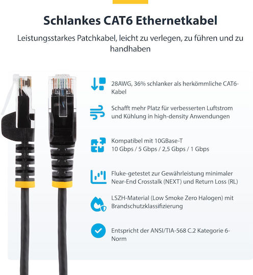 StarTech Direct Attach Copper Cat.6 (Gigabit) Καλώδιο Δικτύου Ethernet 5m Κίτρινο