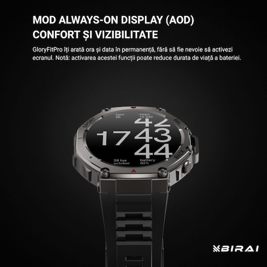 GloryFitPro Αδιάβροχο Smartwatch με Παλμογράφο (Μαύρο)