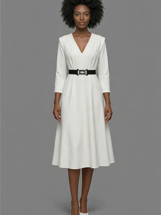 Midi Abend Damenkleid Ecru