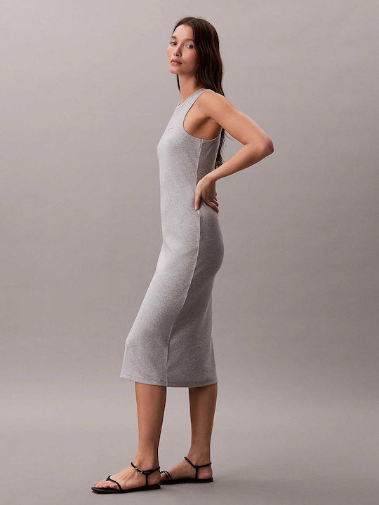 Καλοκαιρινό Midi Φόρεμα Πλεκτό Grey