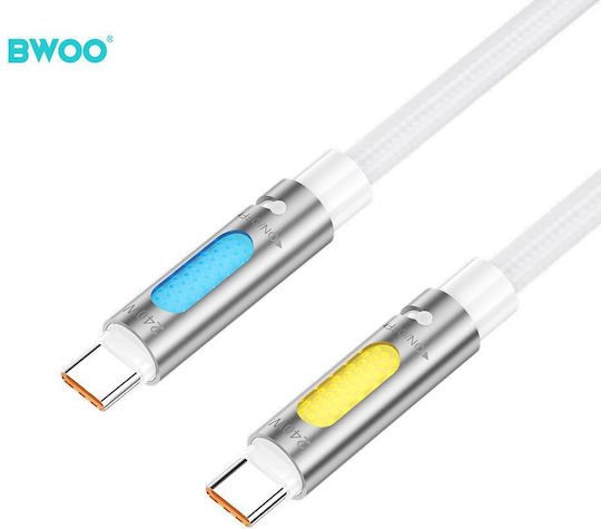 BWOO Бърз USB 2.0 Кабел USB-C Мъжки - USB-C 240W Захранване (PD) Бял 1.2м