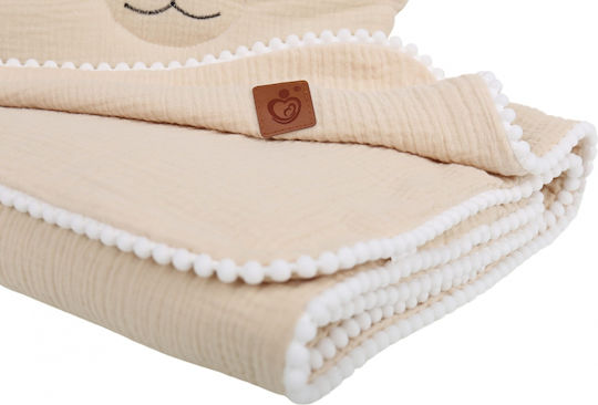 BabyMam Pătură Pepinieră Swaddling 100% Bumbac Bej Cu Animal 73x96cm