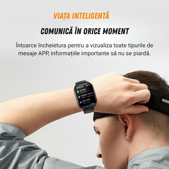 VortexIQ Smartwatch Mit Herzfrequenzsensor Schwarz Groß