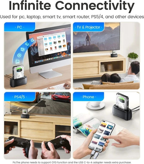 Orico Docking Station for SATA Hard Disks with USB-C / USB 3.2 Connection DD18C3-EU-BK-BP