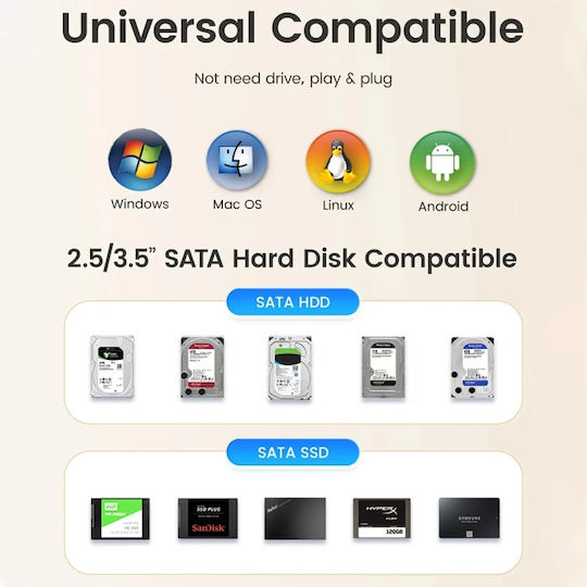Orico Docking Station for SATA Hard Disks with USB-C / USB 3.2 Connection DD18C3-EU-BK-BP