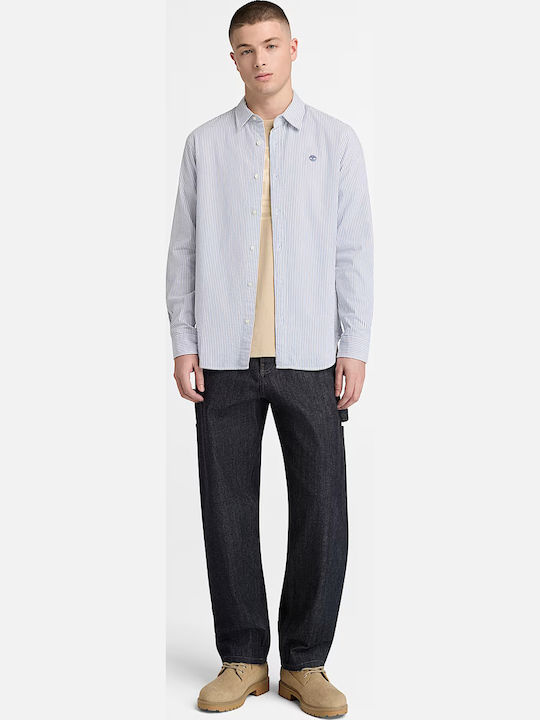 Long Sleeve Shirt in Regular Fit Striped Sky Blue