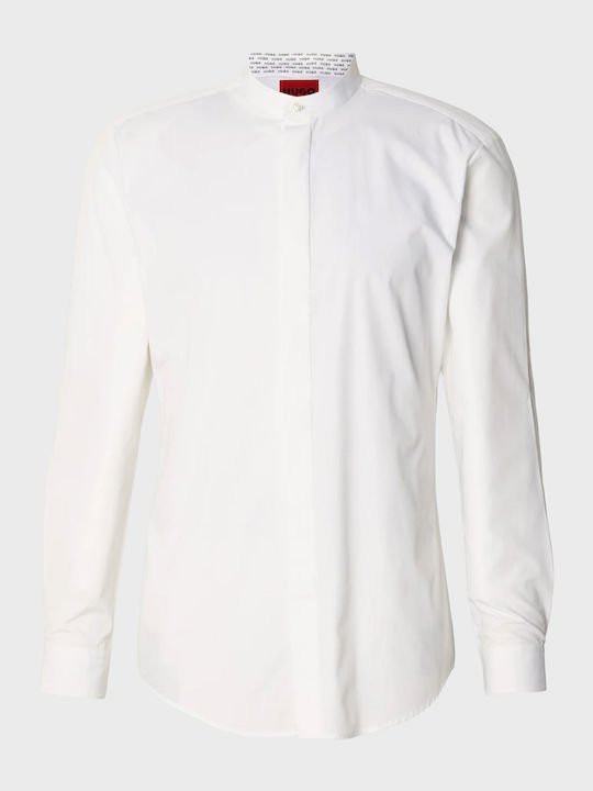 Kaleb Long Sleeve Cotton Shirt in Narrow Fit White