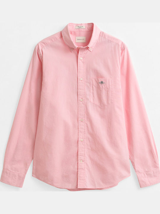 Long Sleeve Cotton Shirt in Regular Fit Pink