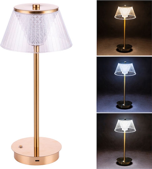 Kooper Plastic Table Lamp LED with White Shade and Gold Base