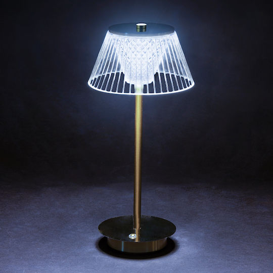 Kooper Plastic Table Lamp LED with White Shade and Gold Base