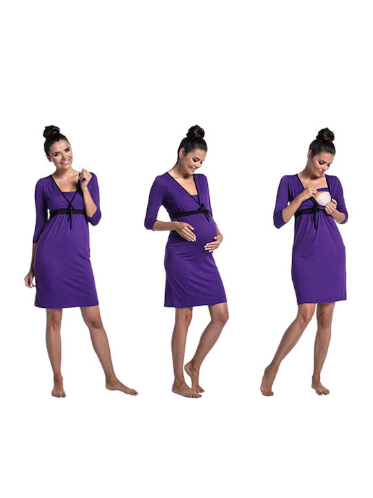 Queen Mother Maternity and Breastfeeding Nightgown Purple