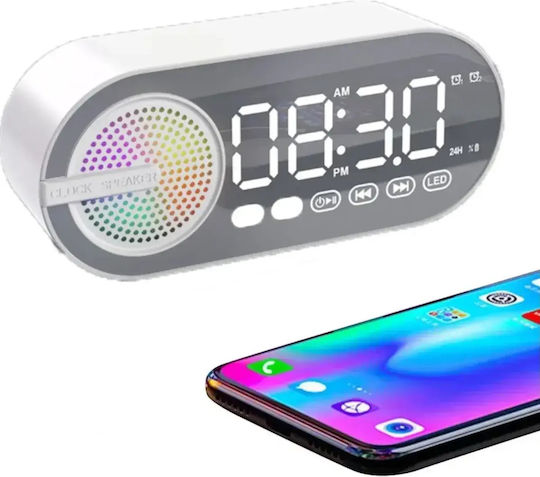 Ceas De Masă Digital Led Din Plastic Cu Ceas Deșteptător Și Radio Alb
