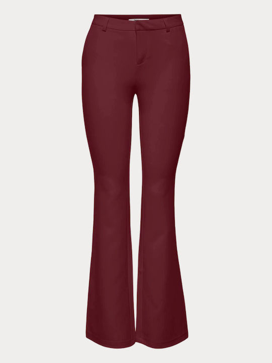 Damen Hochbund Stoff Capri Hosen Ausgestellt Tawny Port