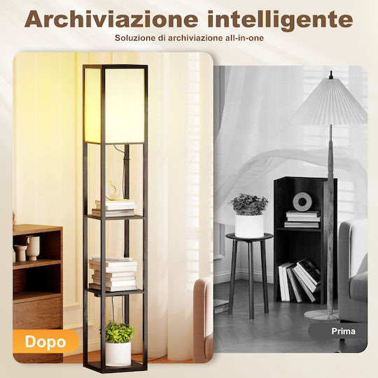 HomCom Stehlampe Υ160cm Schwarz