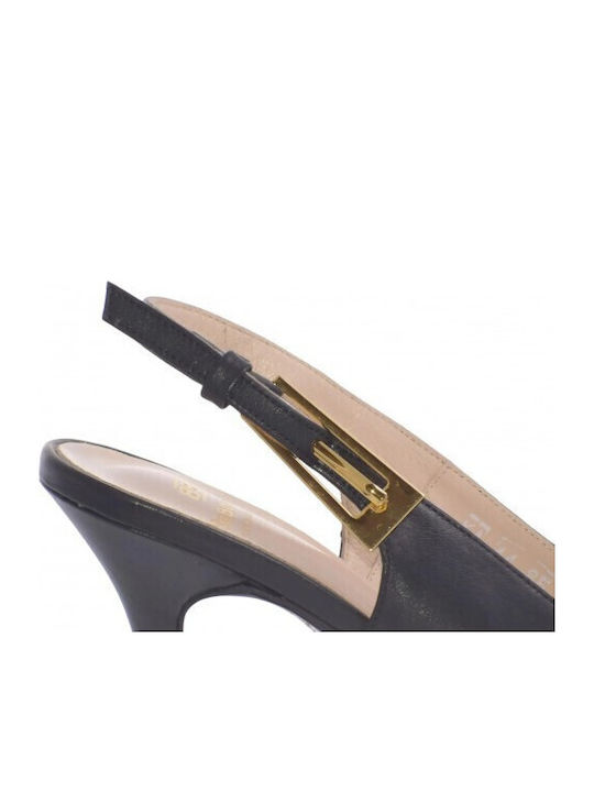 Leather Heels with High Heel Black