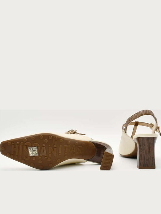 Leather Heels with Chunky Mid Heel Brown