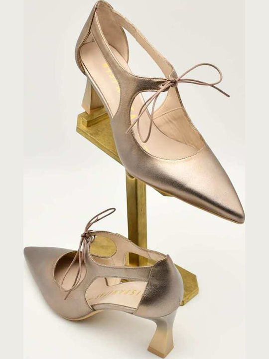 Leather Heels with Medium Heel Brown
