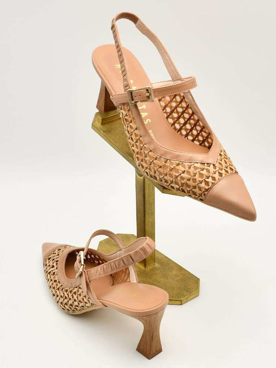 Leather Heels with Medium Heel Brown