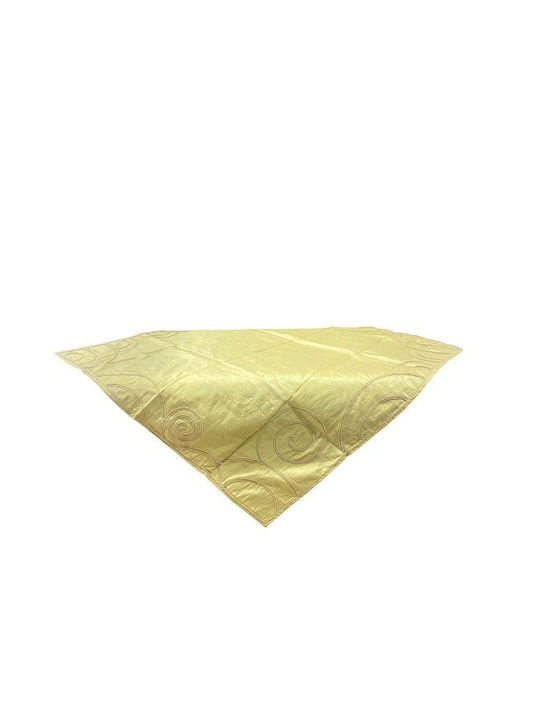 Măsuță În Carouri Cu Broderie Verde-Măsliniu Auriu 85x85cm