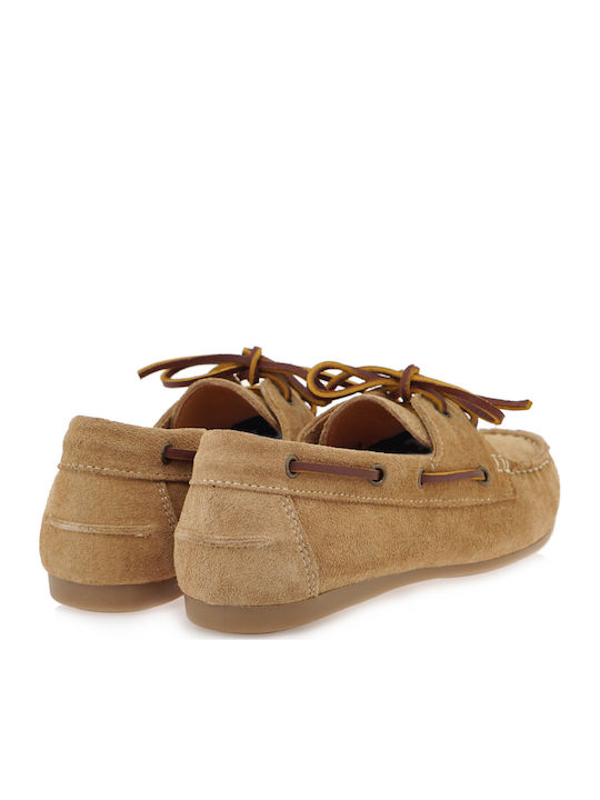 Leather Women's Boat Shoes In Brown Colour