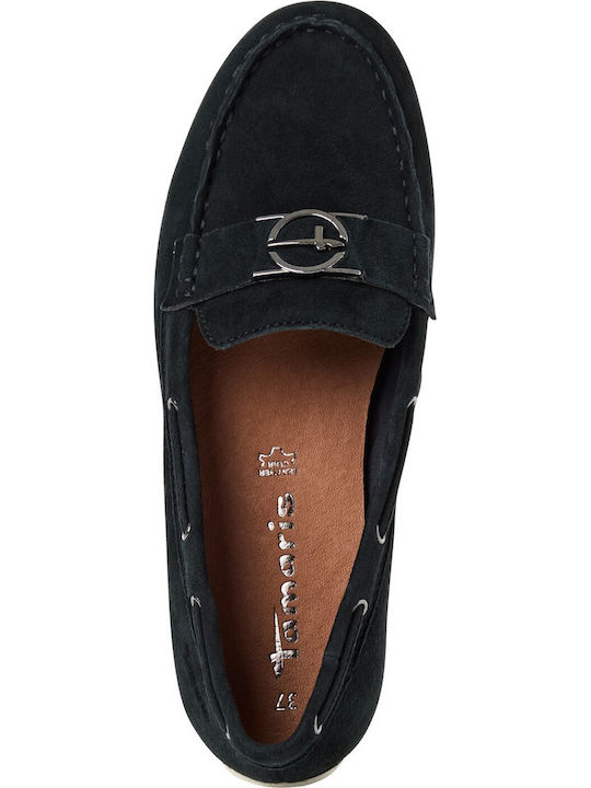 Leather Women's Moccasins in Blue Colour