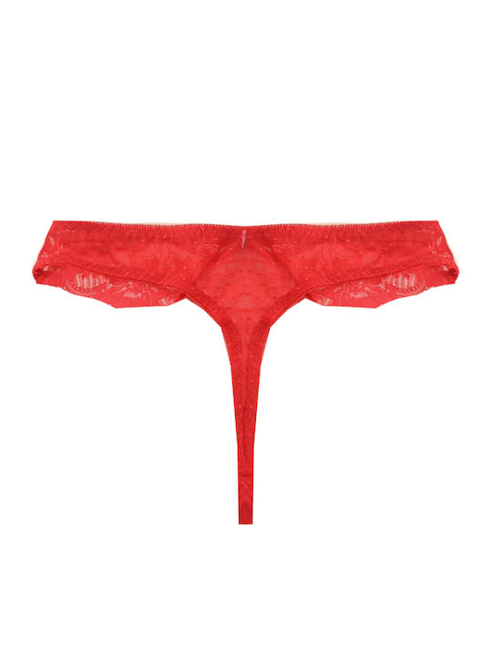 Join Lace Underwear Set Bra with Slip Red