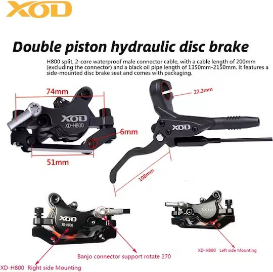 Hydraulic Disc Brakes Xod Xd-h800 Xd-h880 Electric Scooters Electric Bicycles Compatible Kukirin G2 Master
